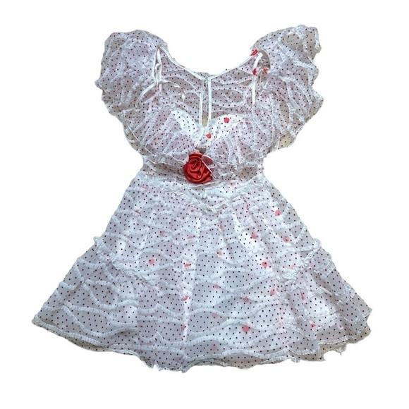 For Love & Lemons Ilaria Red and White Polka Dot Mini Dress US S - Picture 2 of 12